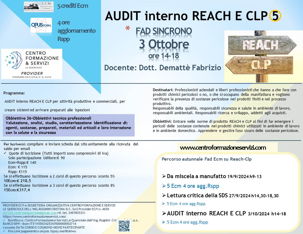 Course Image AUDIT interno REACH E CLP 